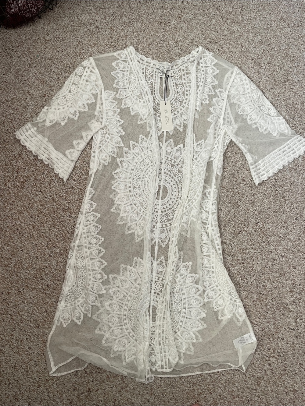 Rachel Zoe Sheer White Lace Topper